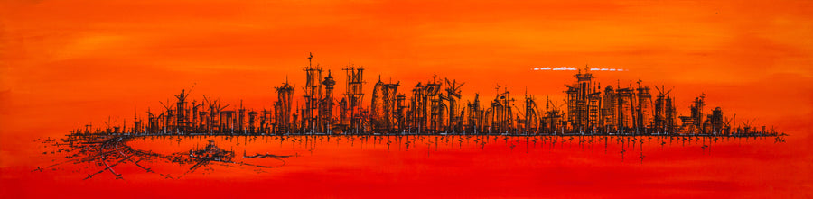 Doha Skyline in Orange