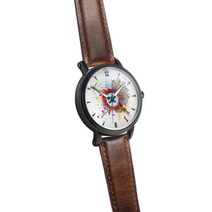 "Doha Heat" Unisex Analogue Watch with Leather Strap (white/black/brown)