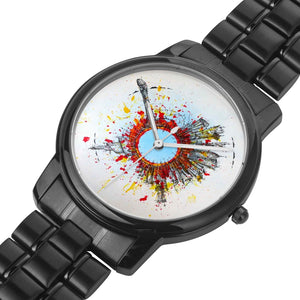 "Doha Heat" Unisex Designer Stainless Steel Watch (black/silver)
