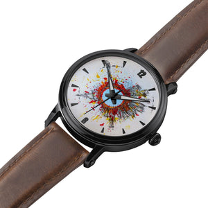 "Doha Heat" Unisex Analogue Watch with Leather Strap (white/black/brown)